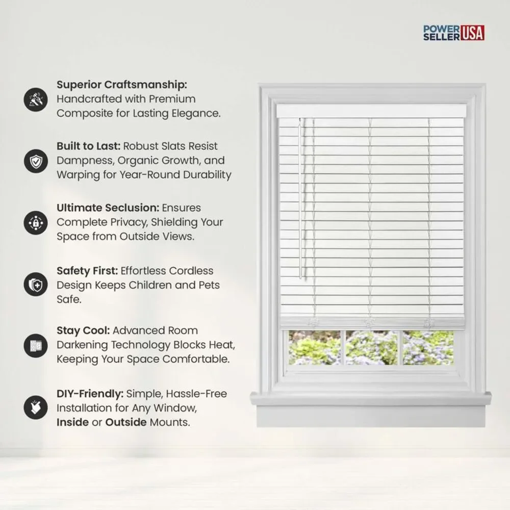 PowerSellerUSA Cordless Window Blinds, Privacy & Room Darkening 2